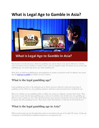 What is Legal Age to Gamble in Asia?
