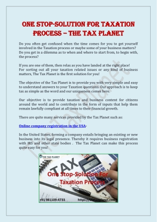 One Stop-Solution For Taxation Process – The Tax Planet