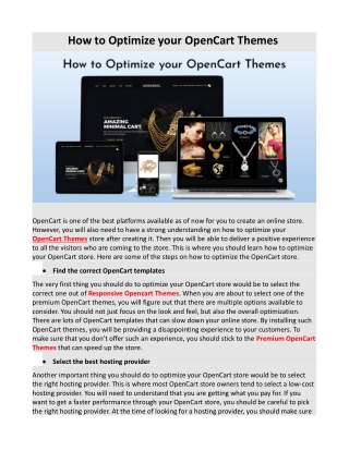 How to Optimize your OpenCart Themes