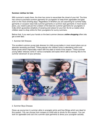 Summer clothes for kids