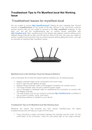 Troubleshoot Tips to Fix Mywifiext.local Not Working Issue