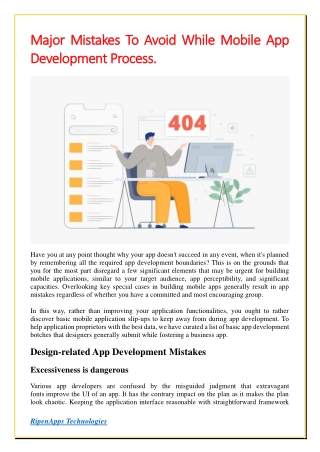 Major Mistakes To Avoid While Mobile App Development Process.