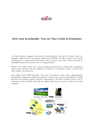 Kvm over ip extender - Turn-on Your Limits to Extension