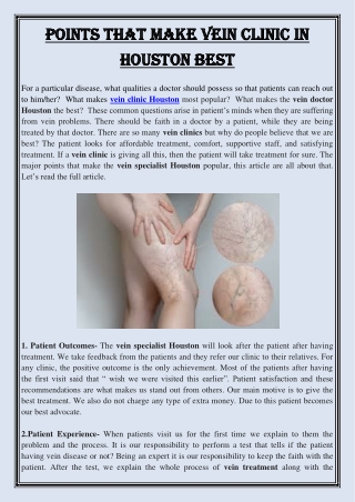 Points that make vein clinic in Houston best