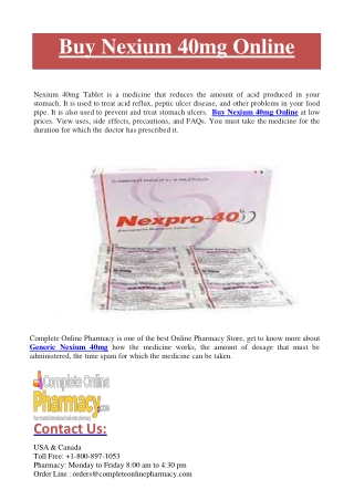 Buy Nexium 40mg Online