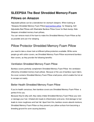 SLEEPSIA The Best Shredded Memory-Foam Pillows on Amazon
