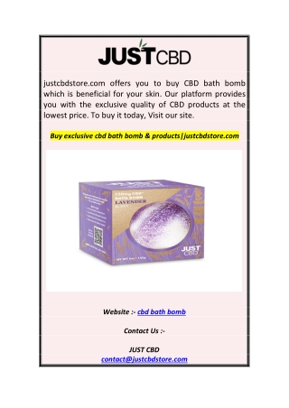 Buy exclusive cbd bath bomb & productsjustcbdstore