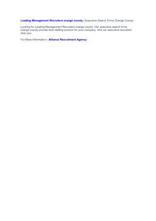 Executive Recruiters Orange County | Executive Search Firms Orange County