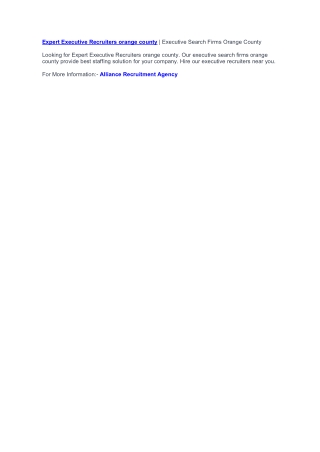 Executive Recruiters Orange County | Executive Search Firms Orange County