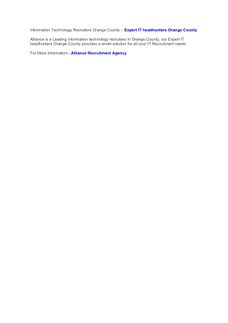 Information Technology Recruiters Orange County - IT Headhunters Orange County