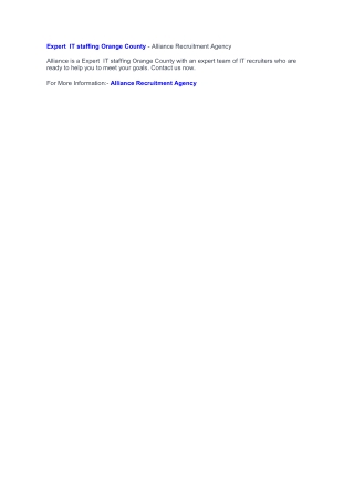 IT Staffing Solutions Orange County - Alliance Recruitment Agency