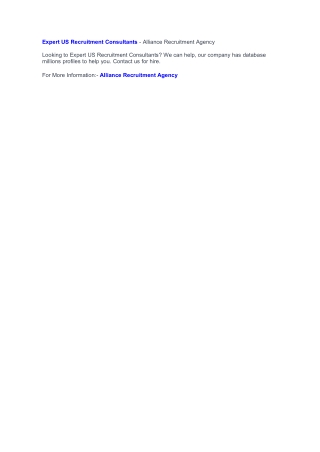 Hire Best Recruitment Consultant USA - Alliance Recruitment Agency