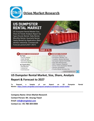 US Dumpster Rental Market Trends, Size, Competitive Analysis and Forecast 2021-2