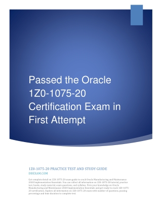 Passed the Oracle 1Z0-1075-20 Certification Exam in First Attempt