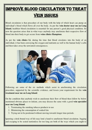 Improve Blood Circulation to Treat Vein Issues