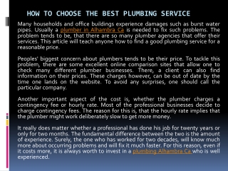 How To Choose The Best Plumbing Service