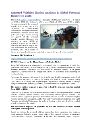 Armored Vehicles Market Analysis & Global Forecast Report till 2025