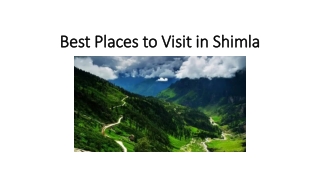 Best Places to Visit in Shimla