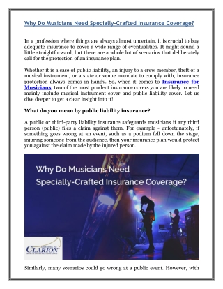 Why Do Musicians Need Specially-Crafted Insurance Coverage?