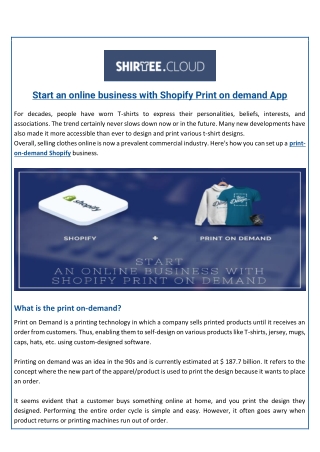 Start an online business with Shopify Print on demand App