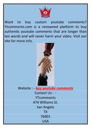 Buy Youtube Comments Ytcomments.com