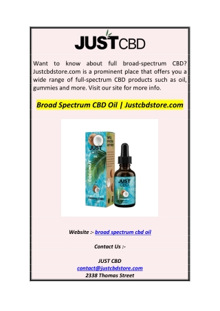 Broad Spectrum CBD Oil  Justcbdstore.com