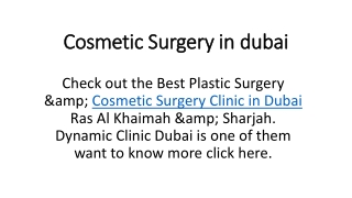 Cosmetic Surgery in dubai