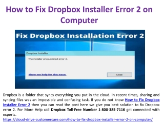 How to Fix Dropbox Installer Error 2 on Windows and Mac - Call 1-800-385-7116