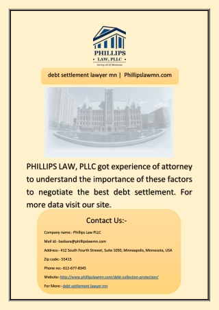 debt settlement lawyer mn |  Phillipslawmn.com