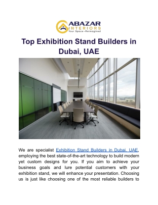 Top Exhibition Stand Builders in Dubai, UAE