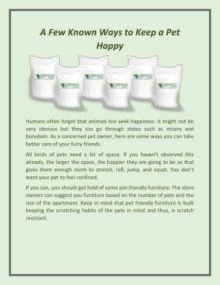 A Few Known Ways to Keep a Pet Happy