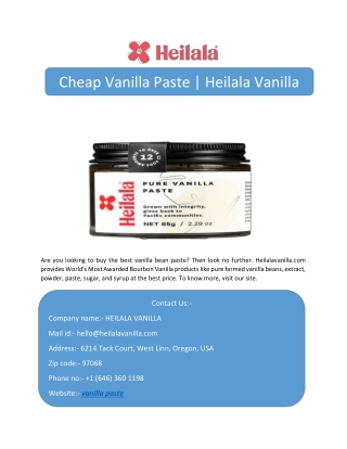Cheap Vanilla Paste | Heilala Vanilla