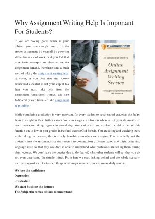 Why Assignment Writing Help Is Important For Students?
