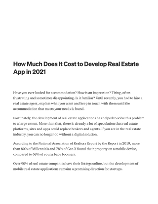 How Much Does It Cost to Develop Real Estate App in 2021