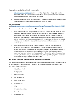 Automotive Smart Dashboard Display Market
