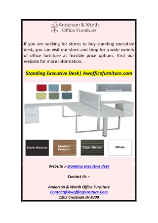 Standing Executive Desk Awofficefurniture.com