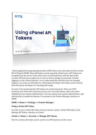 Using cPanel API Tokens