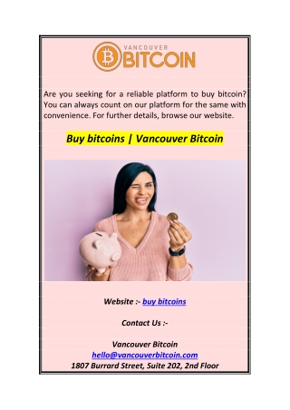 Buy bitcoins  Vancouver Bitcoin