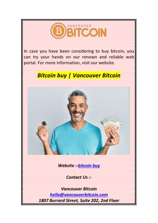 Bitcoin buy  Vancouver Bitcoin