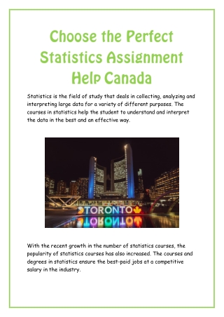 Choose the Perfect Statistics Assignment Help Canada