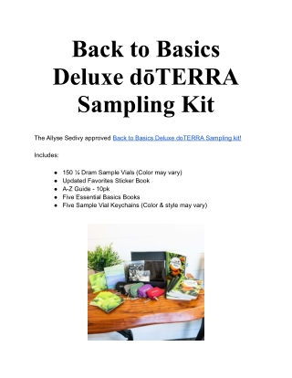 Back to Basics Deluxe doTERRA Sampling Kit