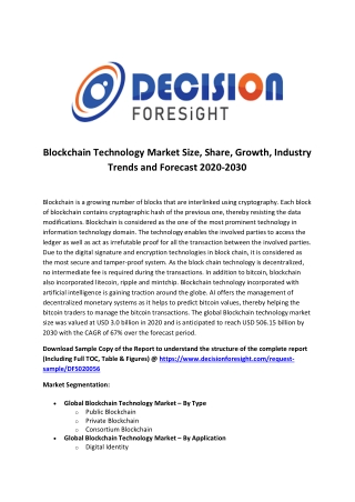Blockchain Technology Market Trends by Key Players, End User, Demand, Analysis Growth and Forecast 2030