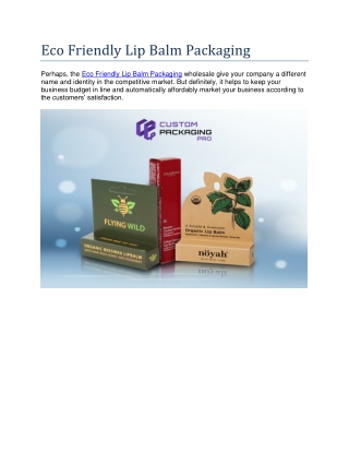 Eco Friendly Lip Balm Packaging