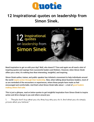 12 Inspirational quotes on leadership from Simon Sinek.