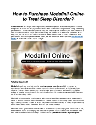 How to Purchase Modafinil Online to Treat Sleep Disorder?