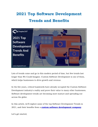 2021 Top Software Development Trends and Benefits