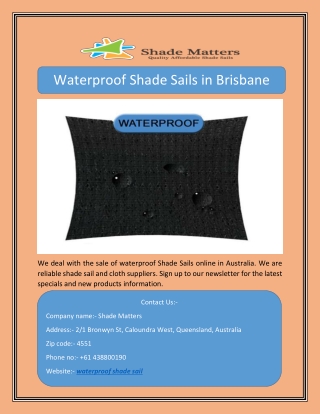 Waterproof Shade Sails in Brisbane