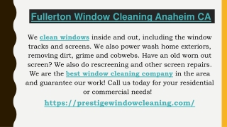 Fullerton Window Cleaning Anaheim CA
