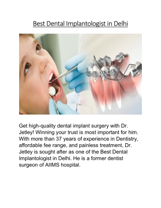 Best Dental Implantologist in Delhi
