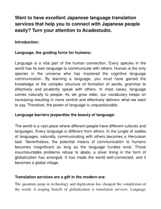 Japanese language translation services at acadestudio